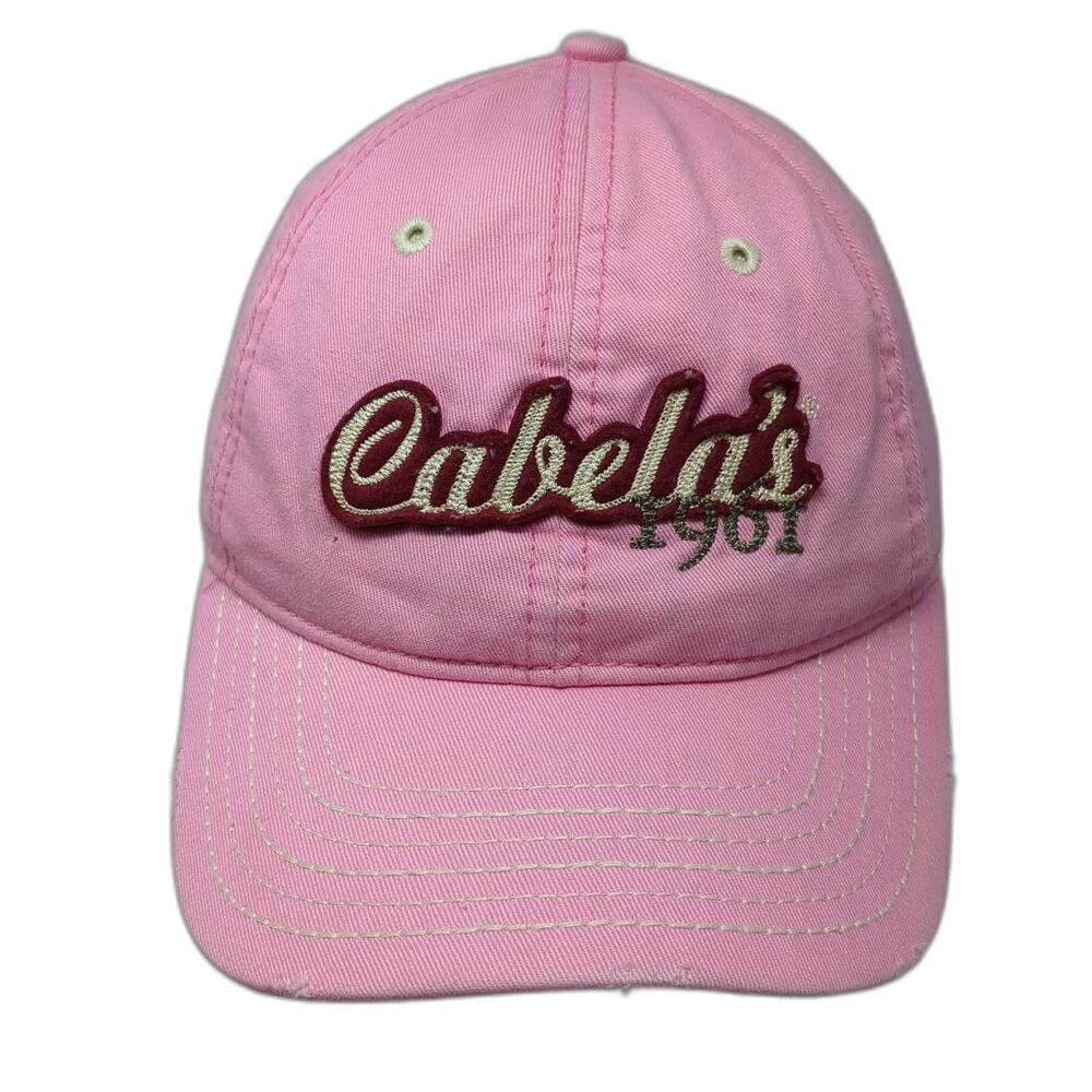 Cabela's Baseball Cap Pink One Size Distressed Brim Contrast Stitch Hat